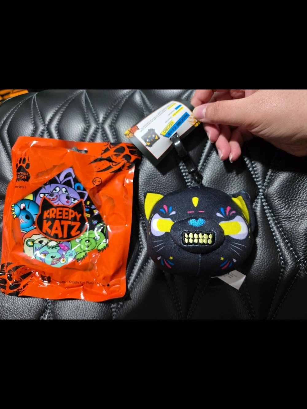 Kreepy Katz Black Cat Plush Keychain -